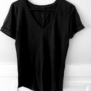 Rare Lululemon Black V-neck Tee, Size 8